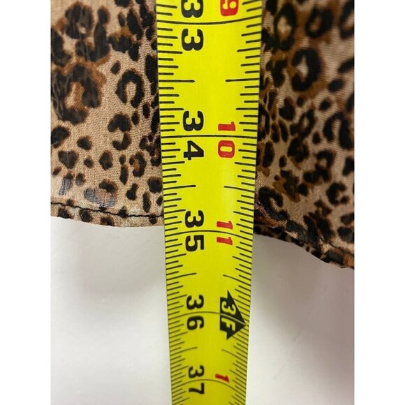 MSK Baby doll AnimalPrint Smocked Ruffle V- Neck Dress Caramel Multi Brown Pet M - Picture 5 of 8
